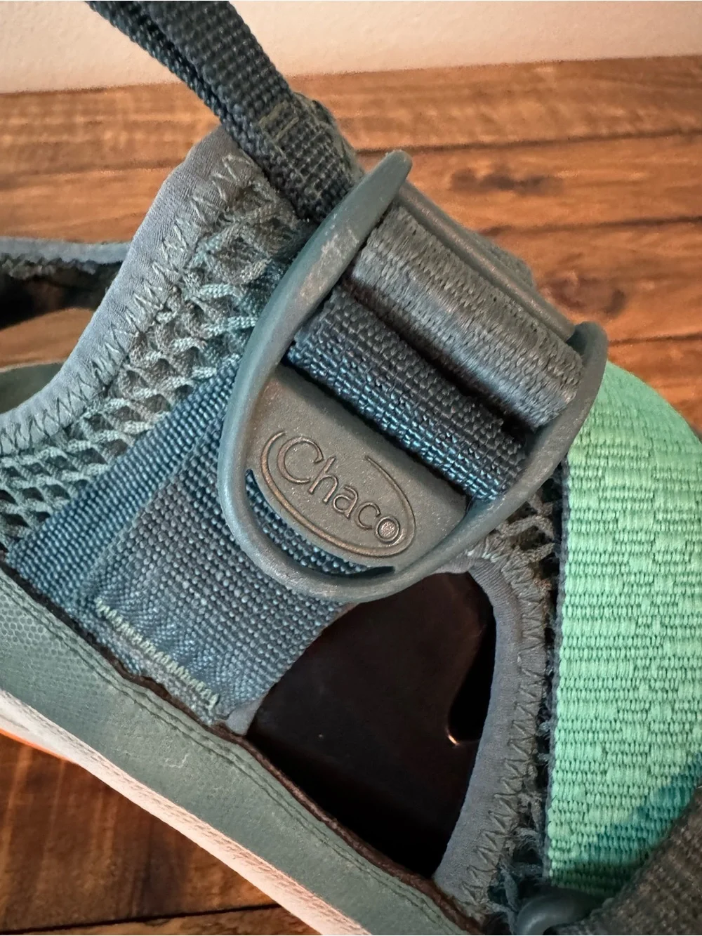 Chaco Men's Odyssey Sport Slip-On Athletic Sandals in Teal and Gray